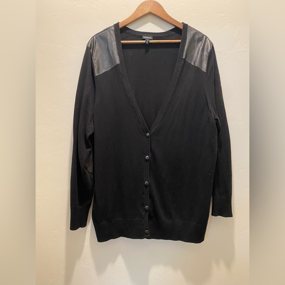 Torrid - Black Cardigan with Black Pleather accents